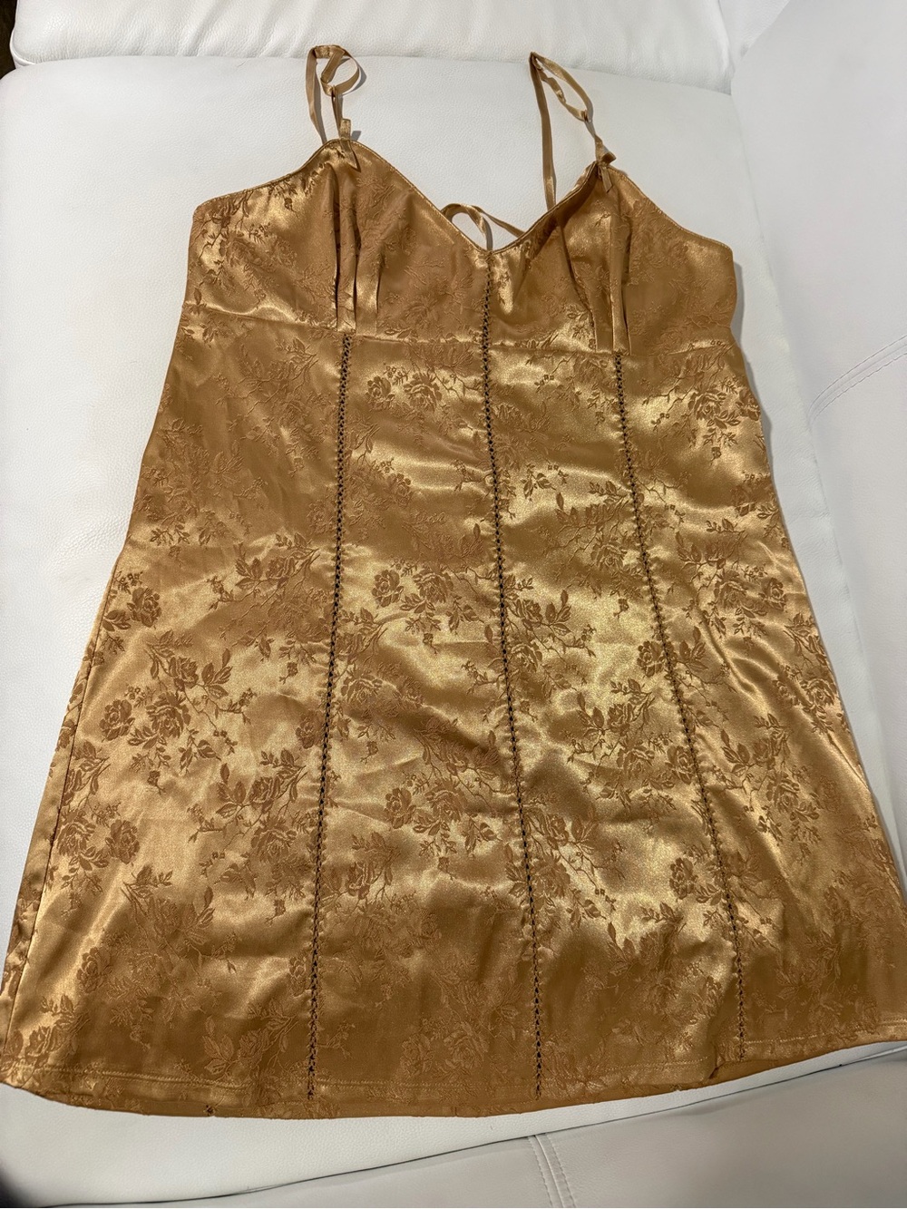 Victoria's Secret Satin Floral Slip Dress in Gold